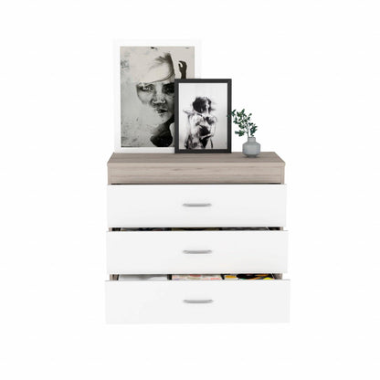 29" Light Gray and White Three Drawer Dresser - FurniFindUSA