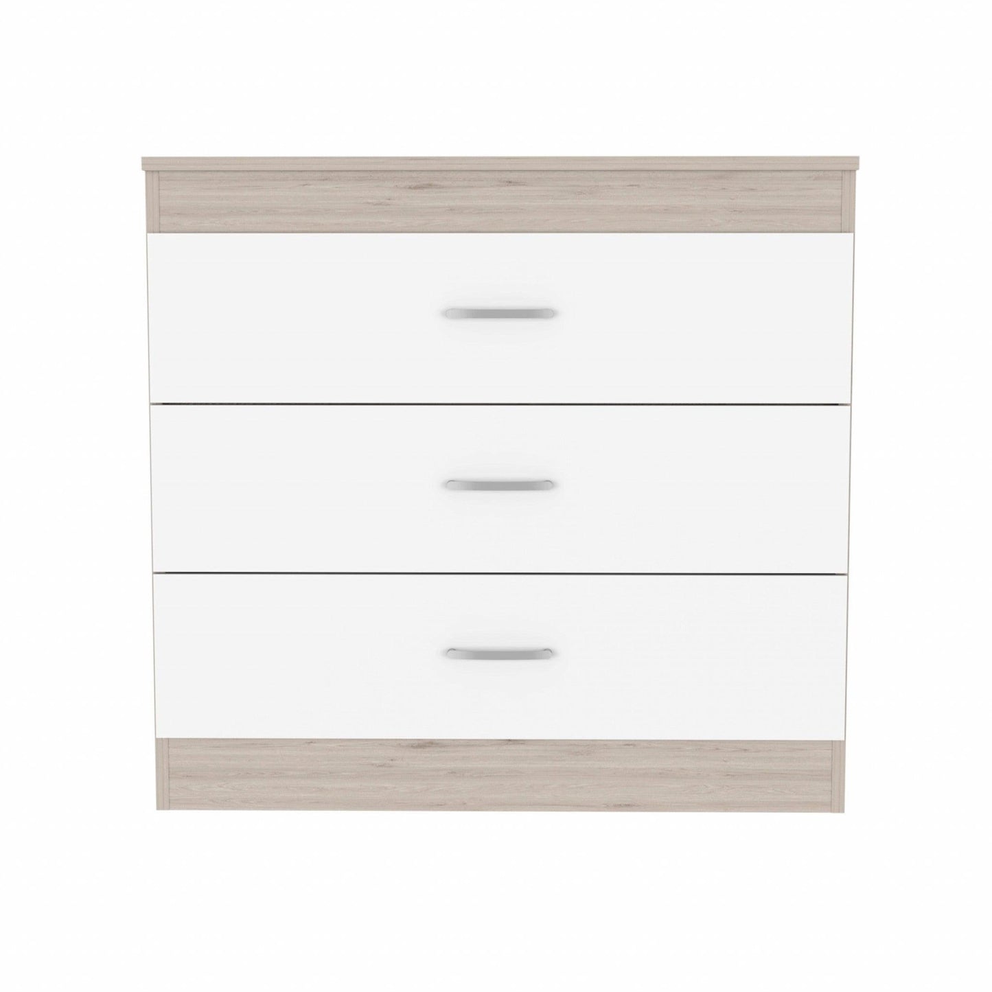 29" Light Gray and White Three Drawer Dresser - FurniFindUSA