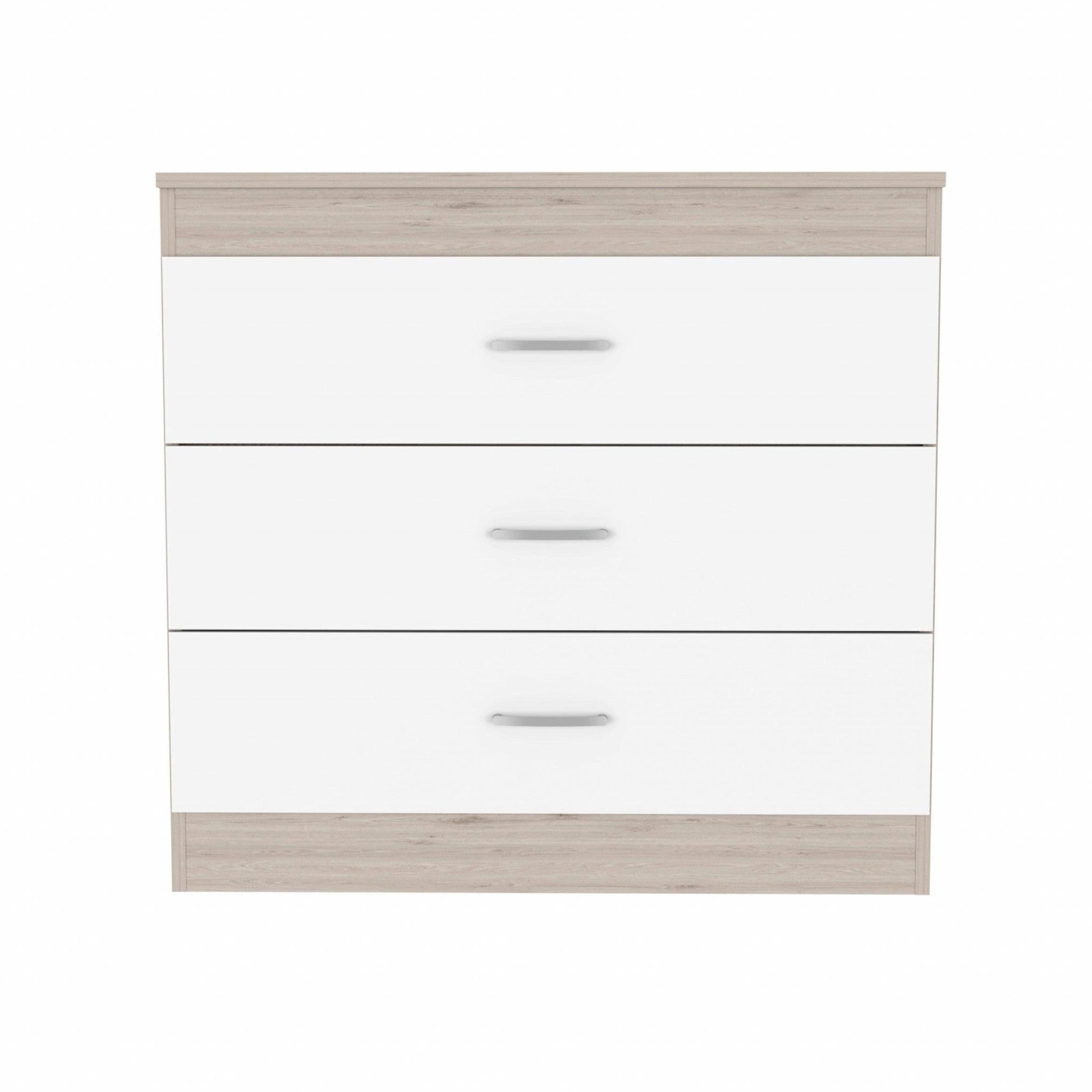 29" Light Gray and White Three Drawer Dresser - FurniFindUSA