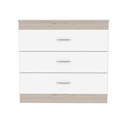 29" Light Gray and White Three Drawer Dresser - FurniFindUSA