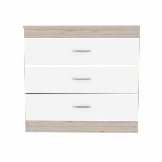 29" Light Gray and White Three Drawer Dresser - FurniFindUSA