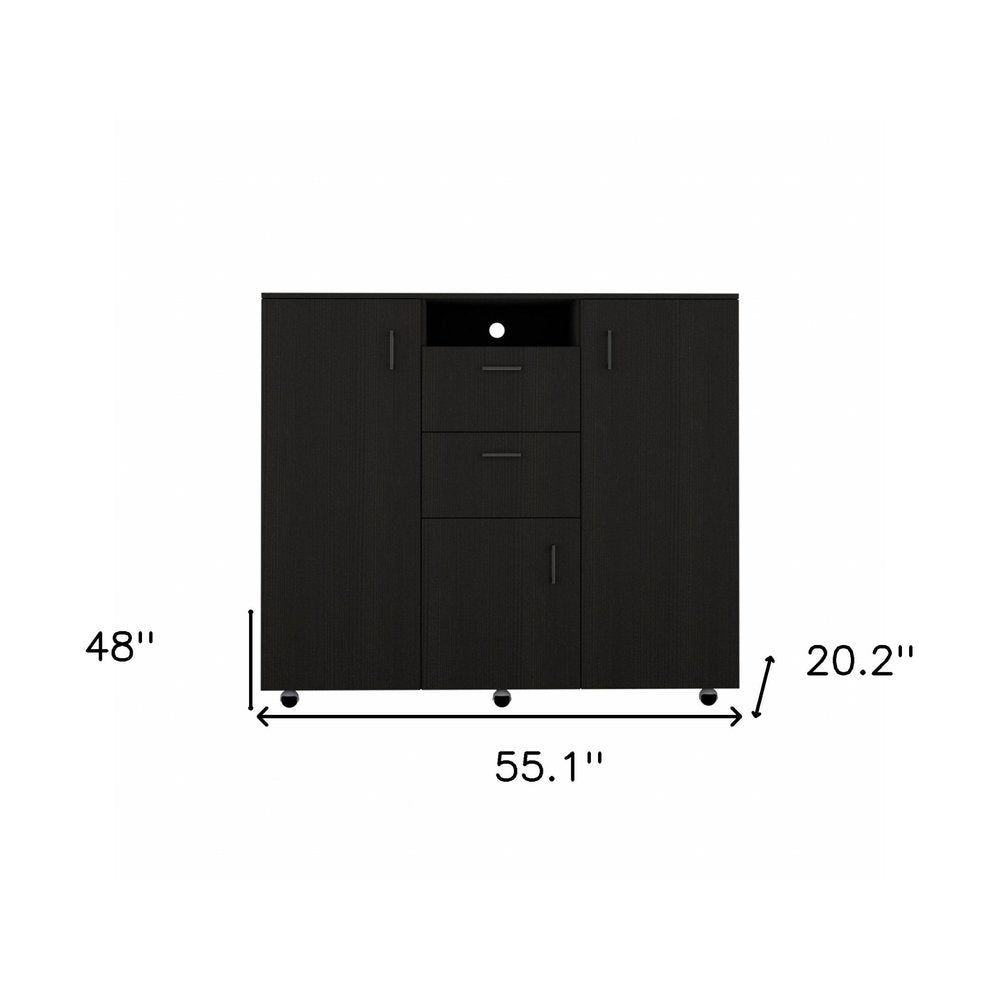 55" Black Two Drawer Dresser HomeRoots