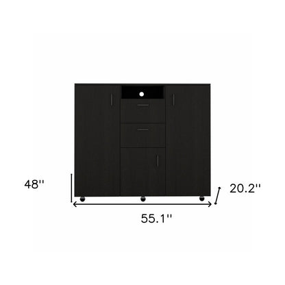 55" Black Two Drawer Dresser HomeRoots