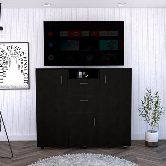 55" Black Two Drawer Dresser HomeRoots