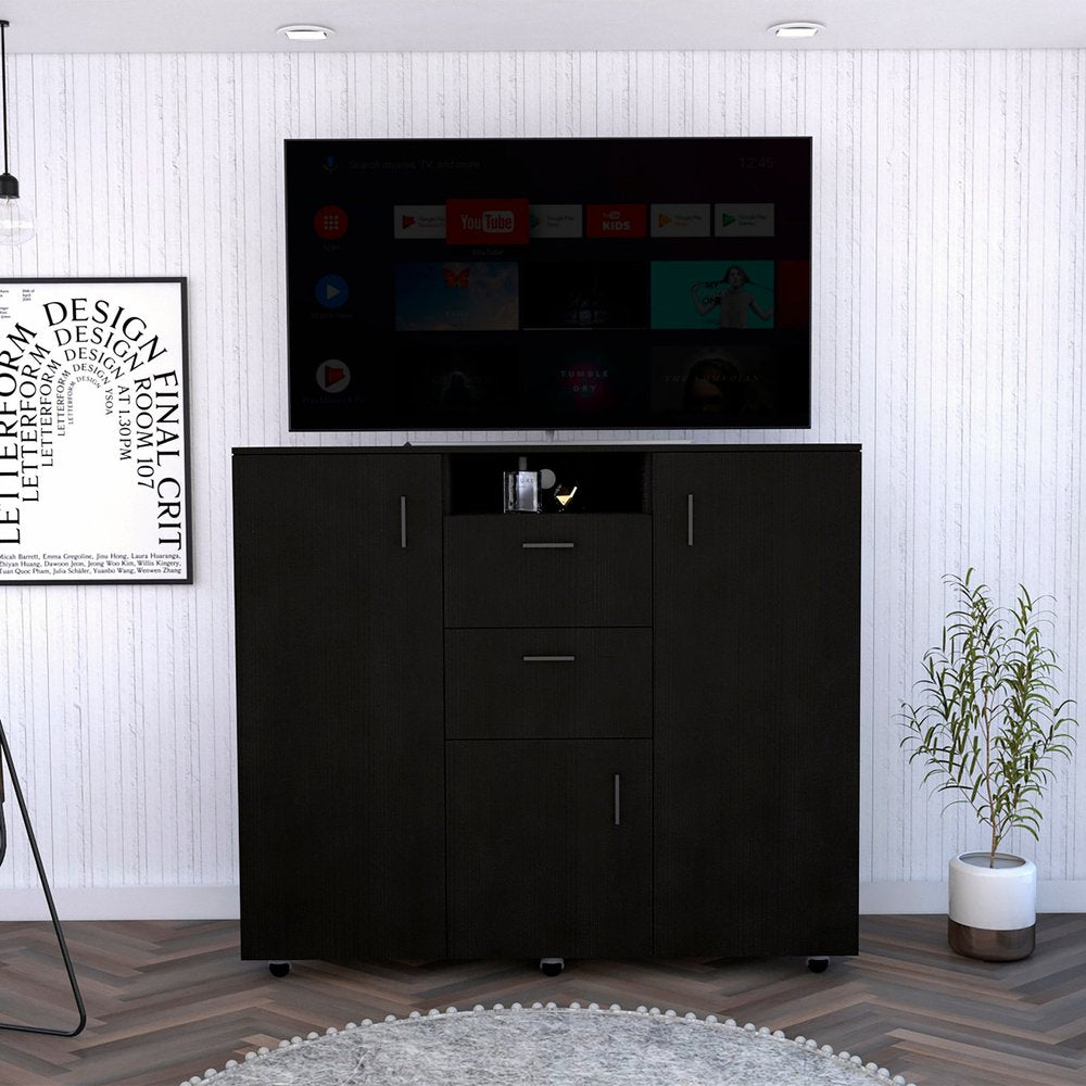 55" Black Two Drawer Dresser HomeRoots