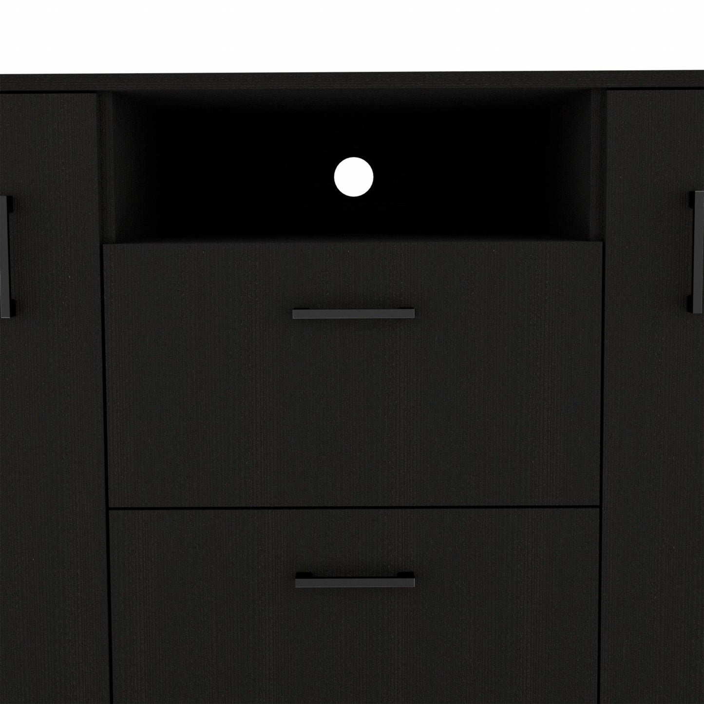 Black Three Door Closet with Two Drawers - FurniFindUSA