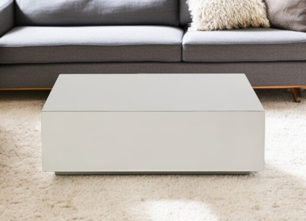 35" Silver Stainless Steel Square Solid Coffee Table HomeRoots