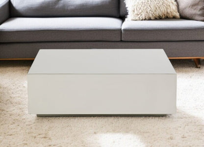 35" Silver Stainless Steel Square Solid Coffee Table HomeRoots