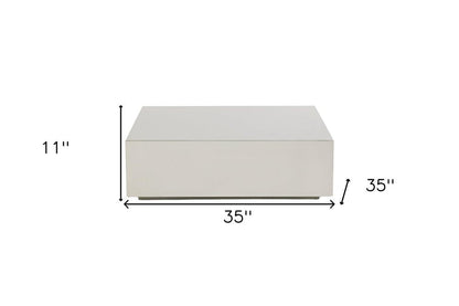 35" Silver Stainless Steel Square Solid Coffee Table HomeRoots