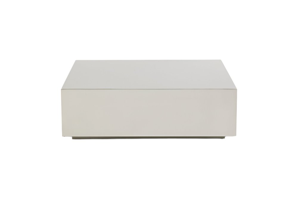 35" Silver Stainless Steel Square Solid Coffee Table HomeRoots