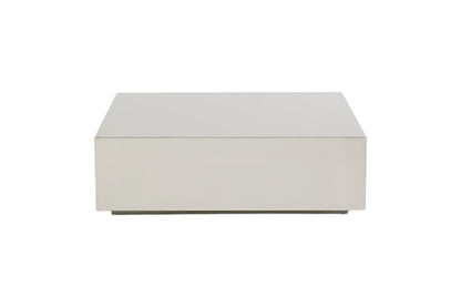 35" Silver Stainless Steel Square Solid Coffee Table HomeRoots