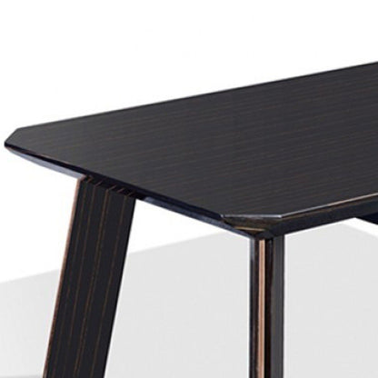 55" Ebony and Dark Brown Wood And Stainless Steel Coffee Table With Drawer HomeRoots