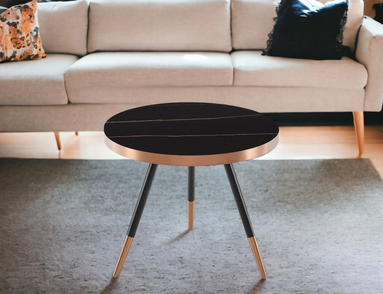 Modern Small Black and Gold Ceramic Coffee Table