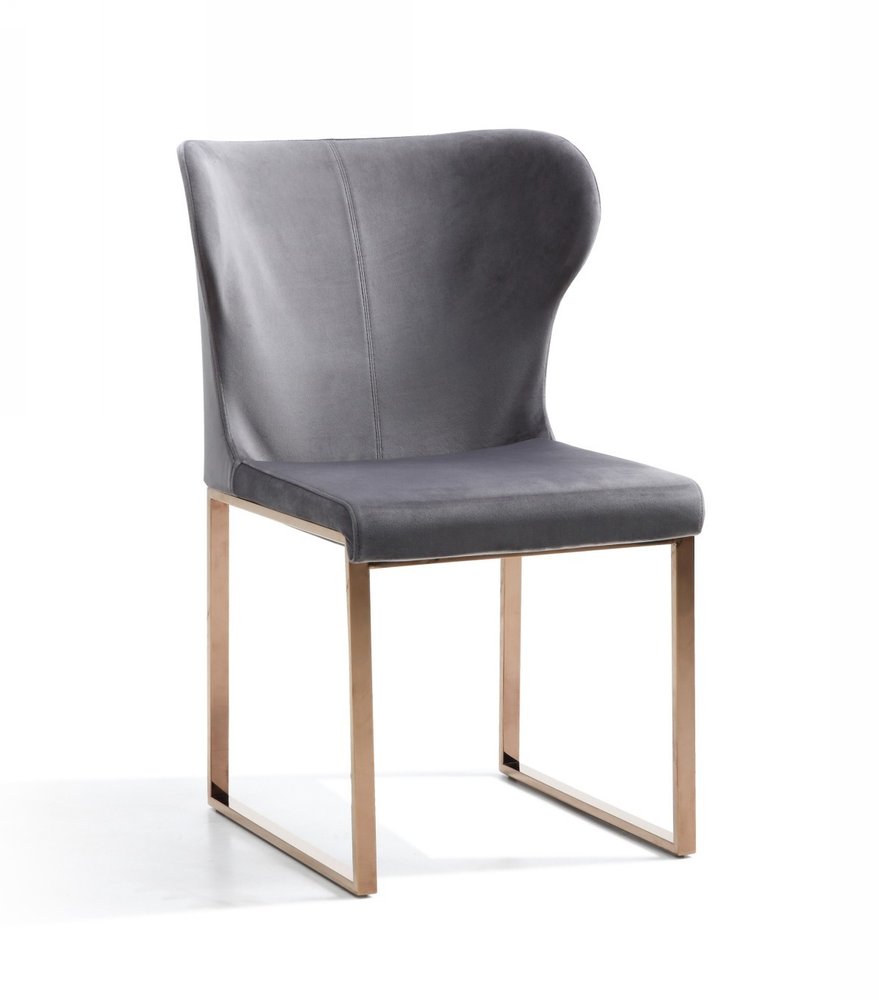 Gray and Gold Upholstered Fabric Wing Back Dining Side Chair HomeRoots