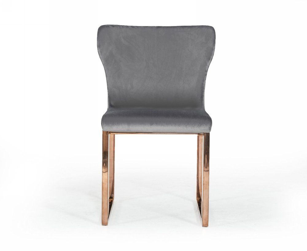 Gray and Gold Upholstered Fabric Wing Back Dining Side Chair HomeRoots