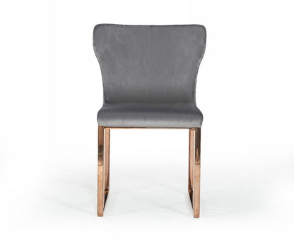 Gray and Gold Upholstered Fabric Wing Back Dining Side Chair HomeRoots
