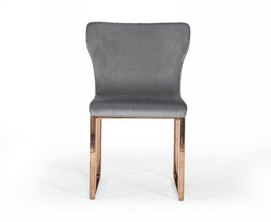 Gray and Gold Upholstered Fabric Wing Back Dining Side Chair HomeRoots