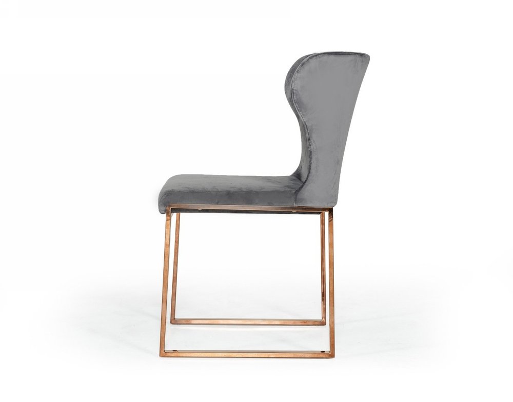 Gray and Gold Upholstered Fabric Wing Back Dining Side Chair HomeRoots