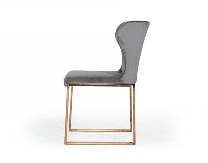 Gray and Gold Upholstered Fabric Wing Back Dining Side Chair HomeRoots