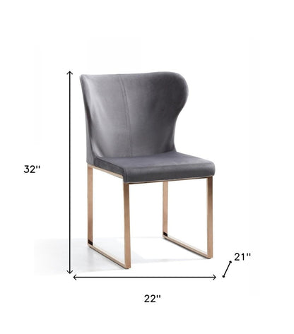 Gray and Gold Upholstered Fabric Wing Back Dining Side Chair HomeRoots