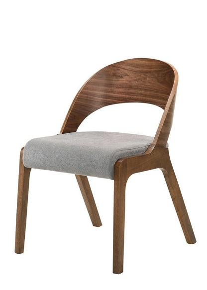 Set of Two Gray and Brown Upholstered Fabric Curved Back Dining Side Chairs HomeRoots