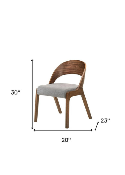 Set of Two Gray and Brown Upholstered Fabric Curved Back Dining Side Chairs HomeRoots