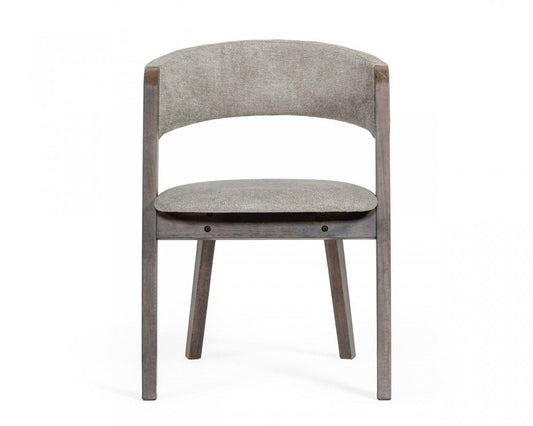 Set of Two Gray and Brown Upholstered Fabric Dining Arm Chairs HomeRoots