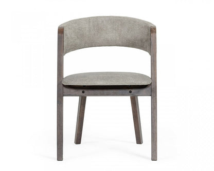 Set of Two Gray and Brown Upholstered Fabric Dining Arm Chairs HomeRoots