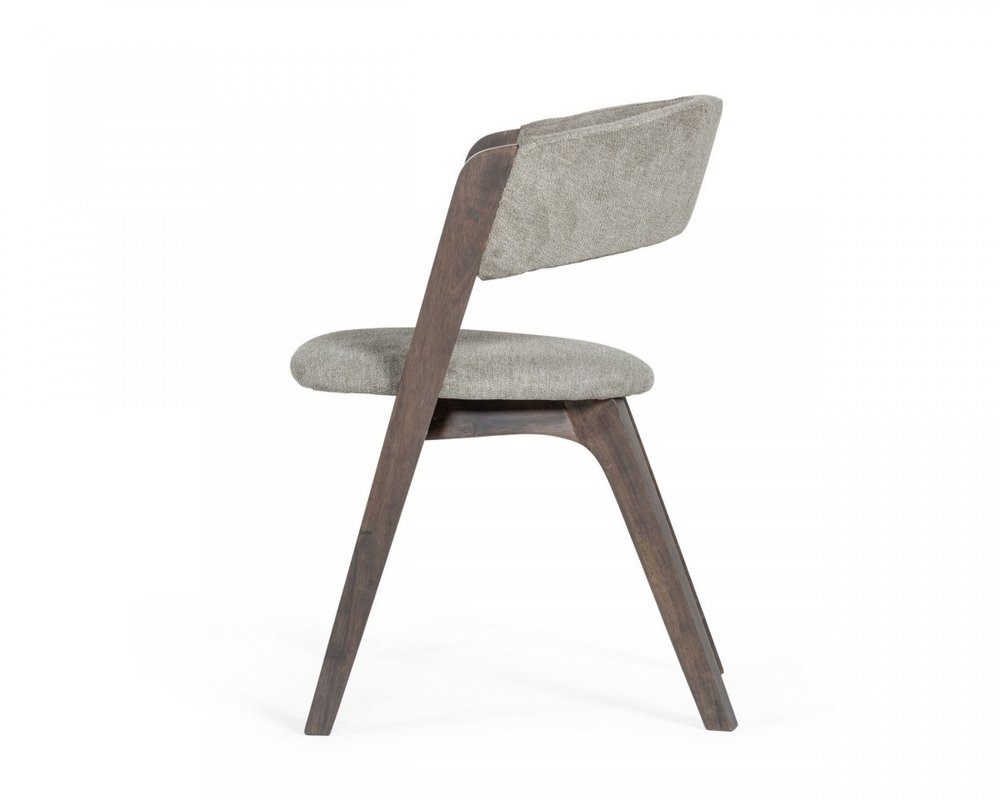 Set of Two Gray and Brown Upholstered Fabric Dining Arm Chairs HomeRoots
