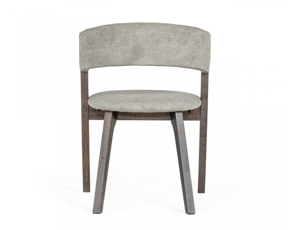 Set of Two Gray and Brown Upholstered Fabric Dining Arm Chairs HomeRoots