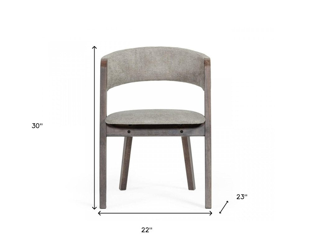 Set of Two Gray and Brown Upholstered Fabric Dining Arm Chairs HomeRoots