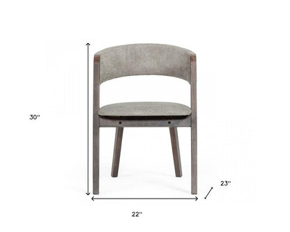 Set of Two Gray and Brown Upholstered Fabric Dining Arm Chairs HomeRoots