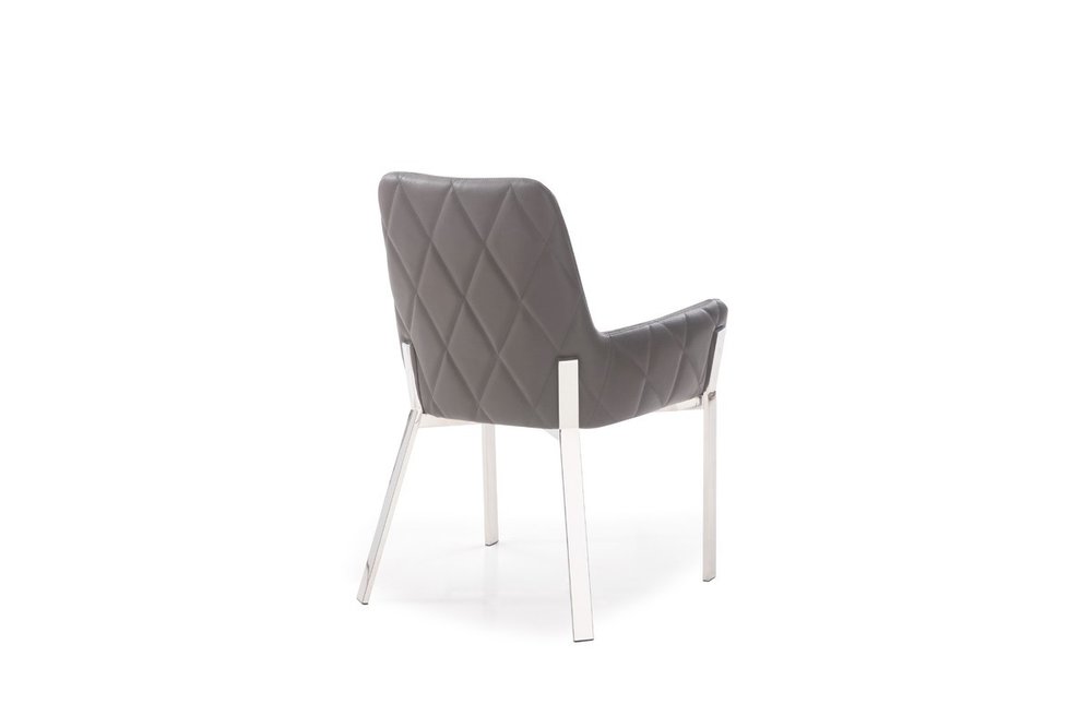 Gray and Silver Upholstered Faux Leather Dining Arm Chair HomeRoots