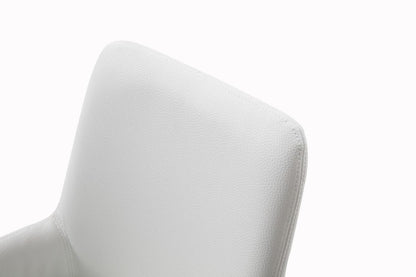 White and Silver Upholstered Faux Leather Dining Arm Chair HomeRoots