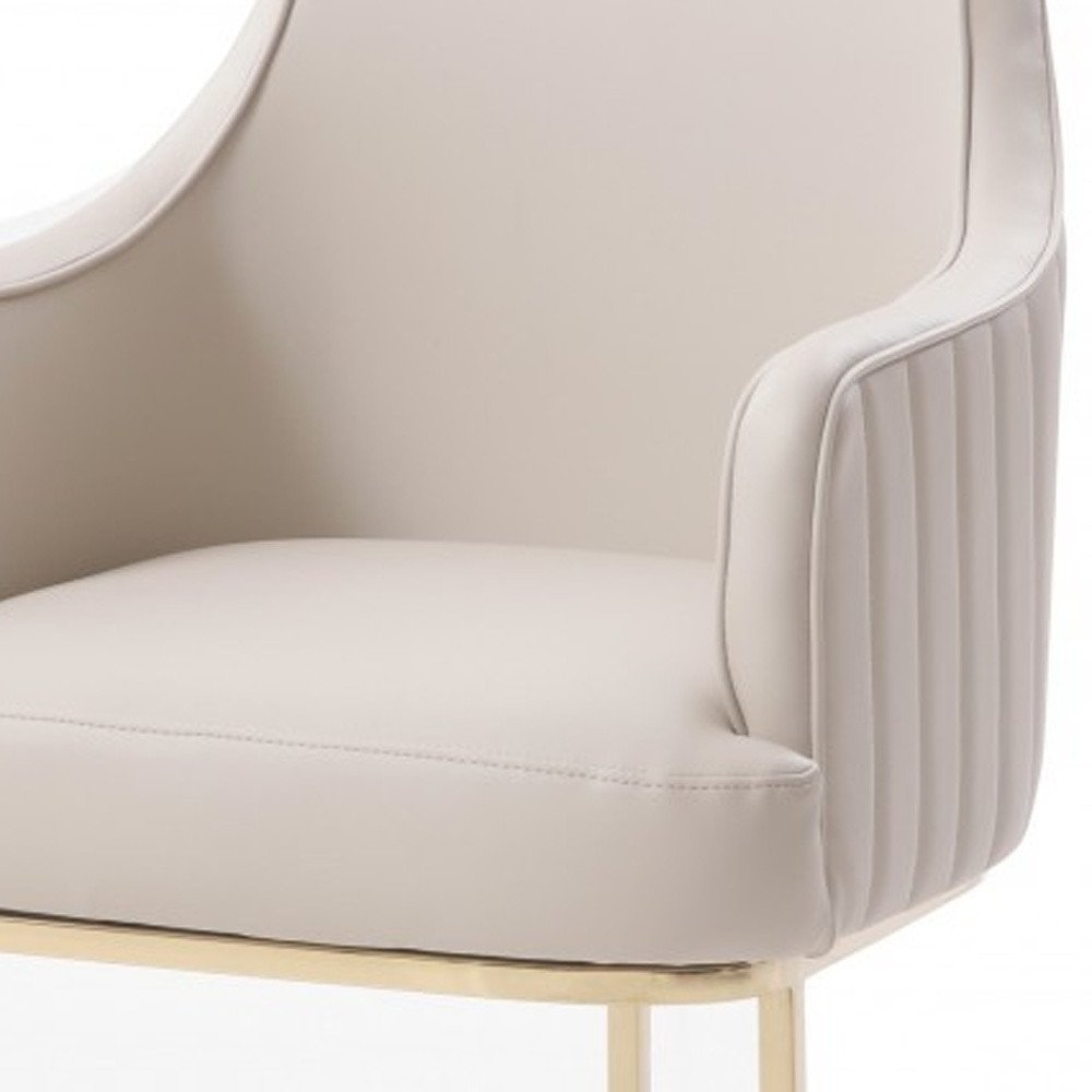 Gray and Gold Upholstered Fabric Dining Arm Chair HomeRoots