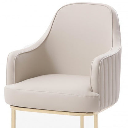 Gray and Gold Upholstered Fabric Dining Arm Chair HomeRoots