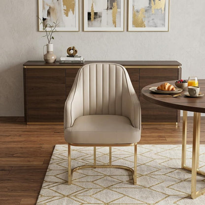 Gray and Gold Upholstered Fabric Dining Arm Chair HomeRoots