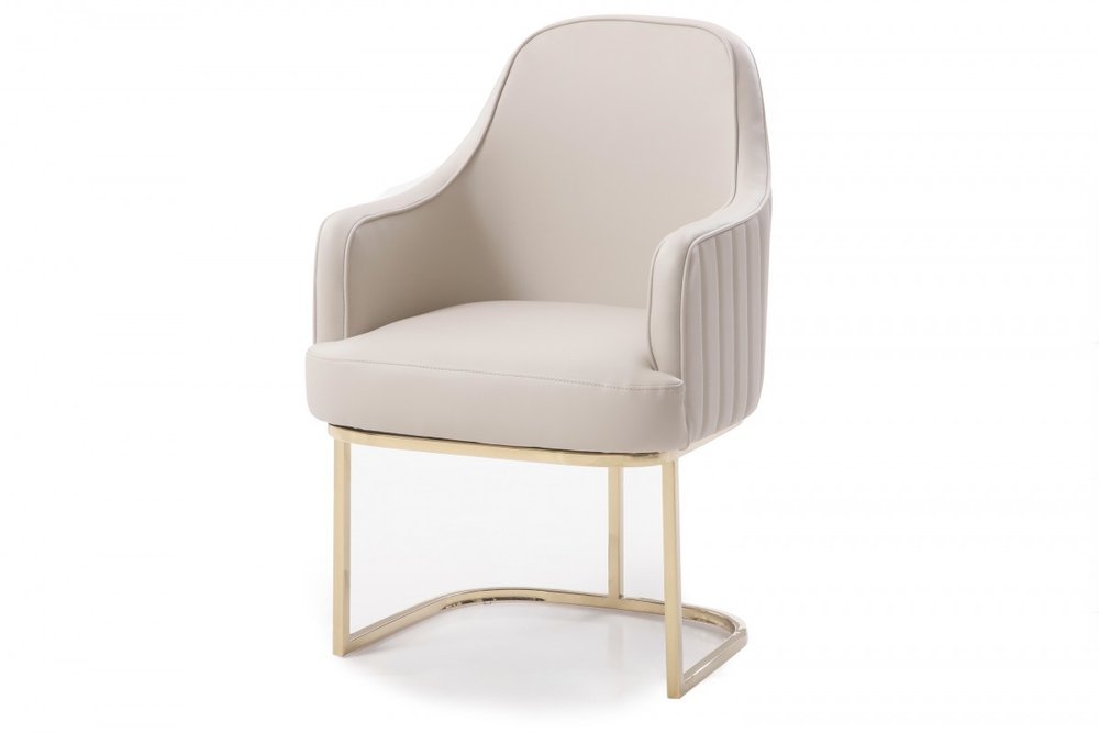 Gray and Gold Upholstered Fabric Dining Arm Chair HomeRoots