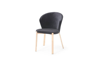 Set of Two Black and Champagne Upholstered Velvet Wing Back Dining Side Chairs HomeRoots