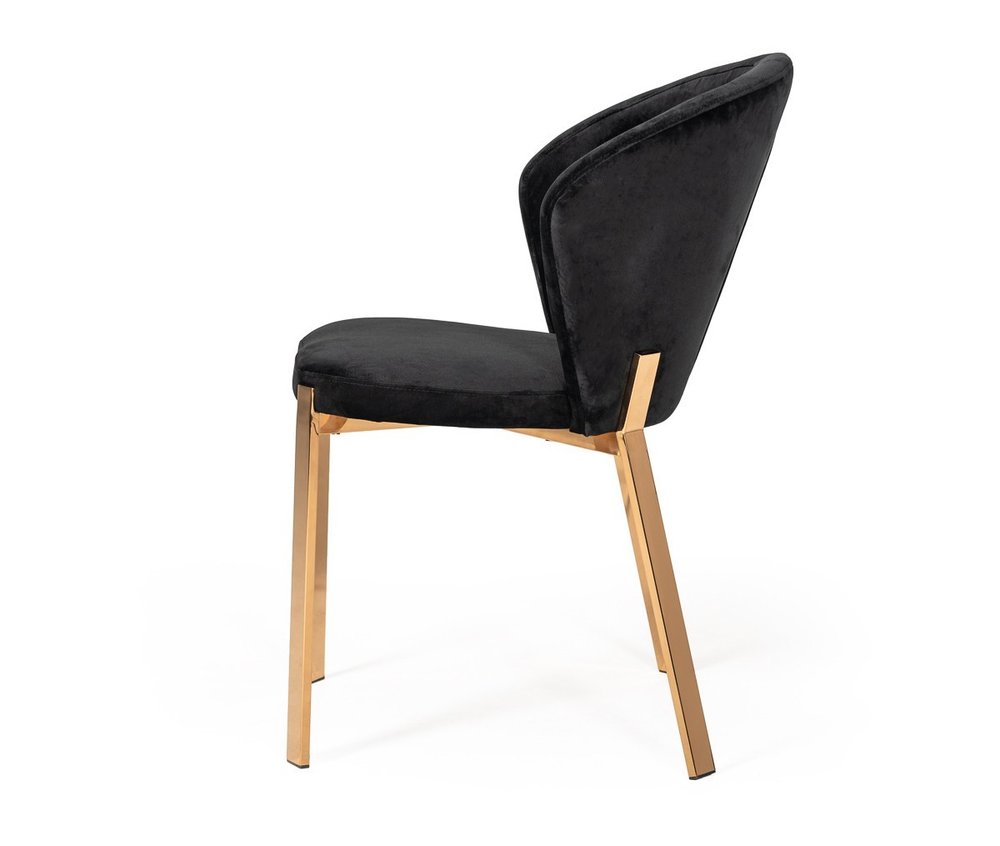 Set of Two Black and Champagne Upholstered Velvet Wing Back Dining Side Chairs HomeRoots