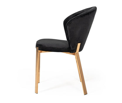 Set of Two Black and Champagne Upholstered Velvet Wing Back Dining Side Chairs HomeRoots