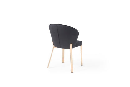 Set of Two Black and Champagne Upholstered Velvet Wing Back Dining Side Chairs HomeRoots