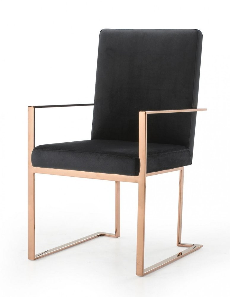 Black and Gold Upholstered Fabric Dining Arm Chair HomeRoots