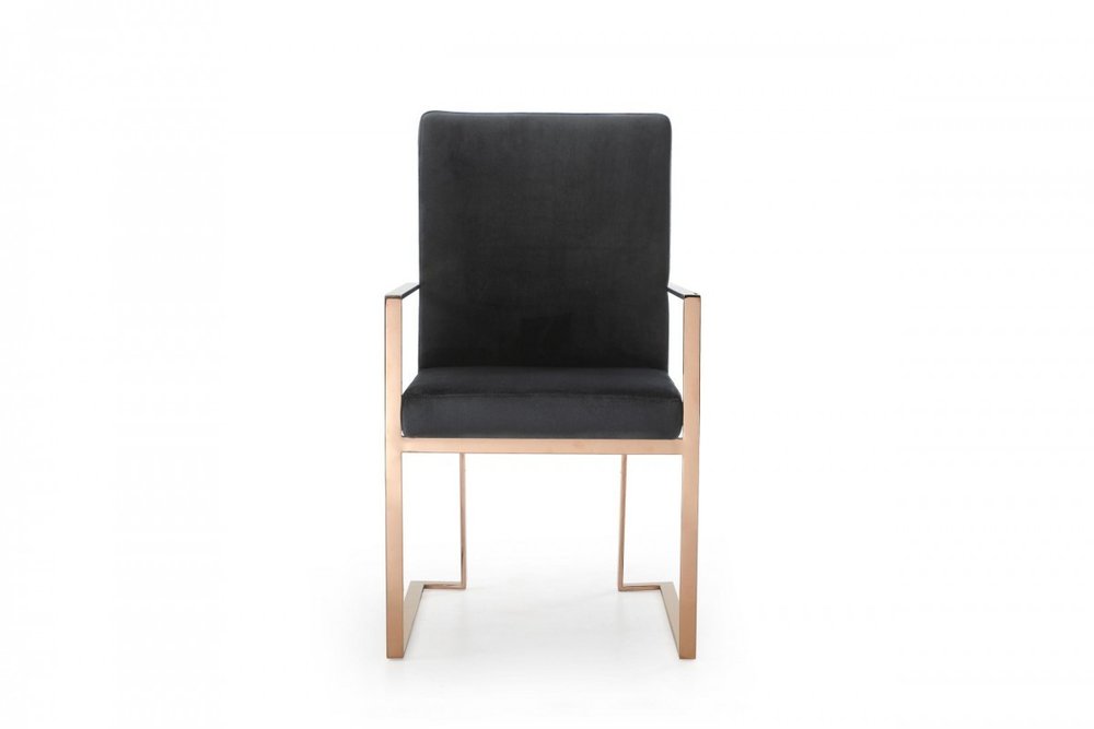Black and Gold Upholstered Fabric Dining Arm Chair HomeRoots