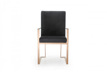 Black and Gold Upholstered Fabric Dining Arm Chair HomeRoots