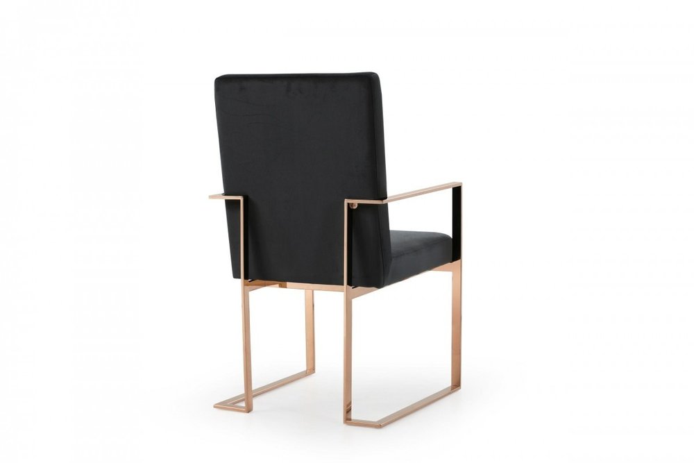 Black and Gold Upholstered Fabric Dining Arm Chair HomeRoots