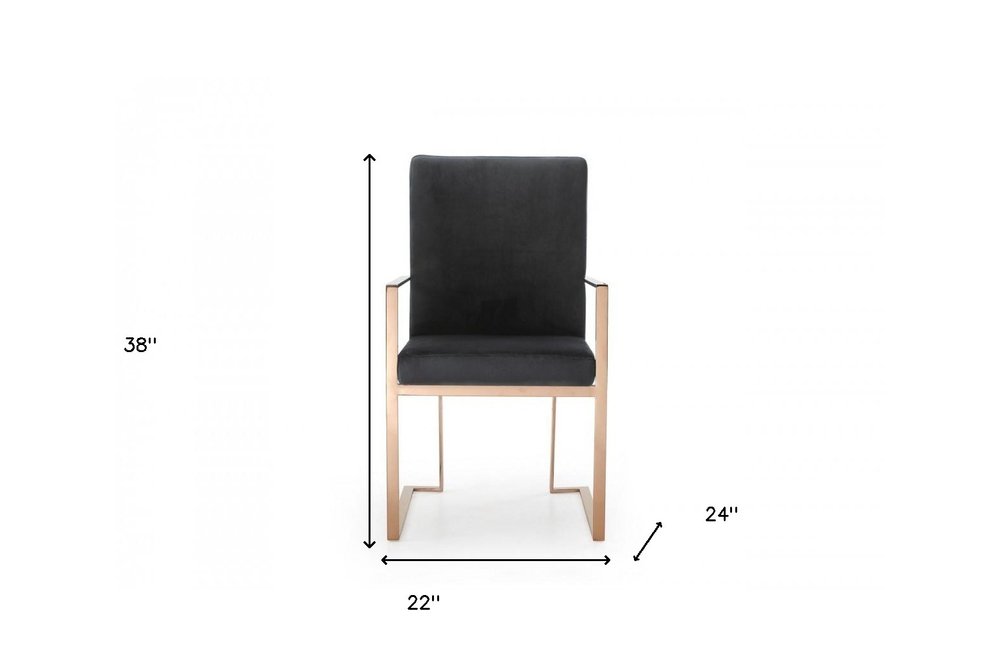 Black and Gold Upholstered Fabric Dining Arm Chair HomeRoots