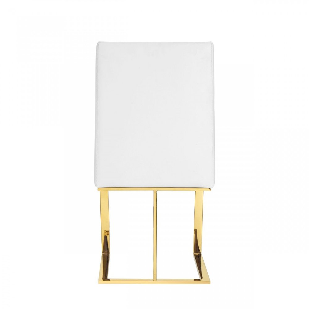 White and Gold Upholstered Faux Leather Dining Side Chair HomeRoots