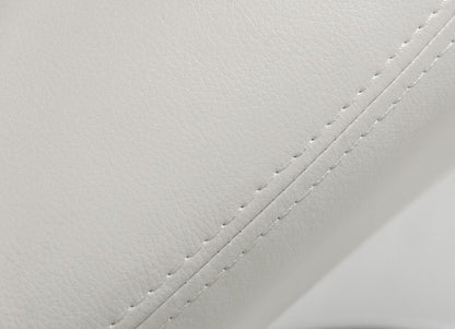 Set of Two White and Silver Upholstered Faux Leather Dining Side Chairs HomeRoots