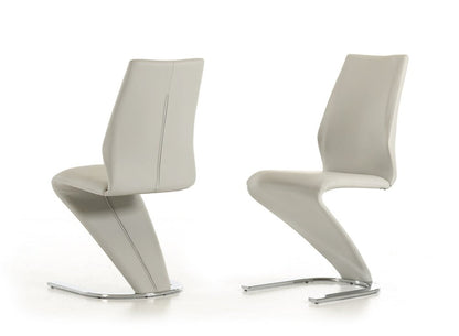 Set of Two White and Silver Upholstered Faux Leather Dining Side Chairs HomeRoots